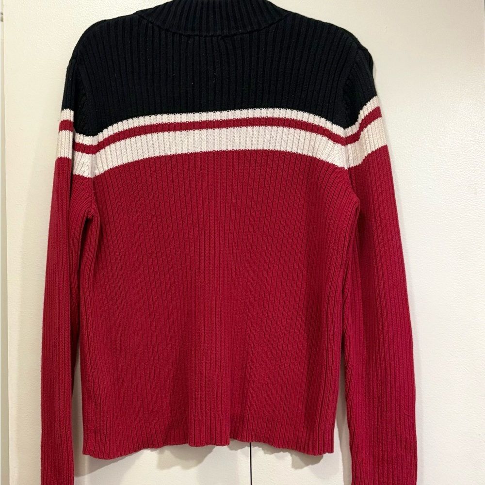 St. John's Bay Red and Black Cowl Neck Sweater - Picture 3 of 5